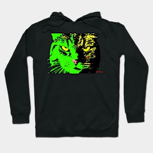 ANGRY CAT POP ART - GREEN YELLOW BLACK TRASPARENT Hoodie